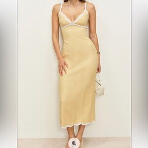 Reformation Sara Linen Dress in Parmesan